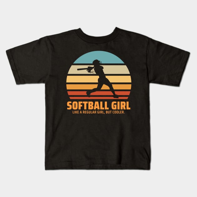 softball girl Kids T-Shirt by meihera artworks